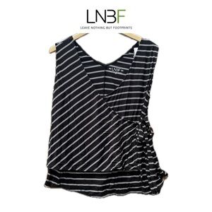 Leave Nothing But Footprints Black White Stripe Nursing Tank Top size Large